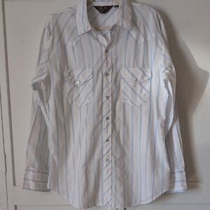 Vintage BJ-R Men's Western Pearl Snap Striped Shirt Size Large